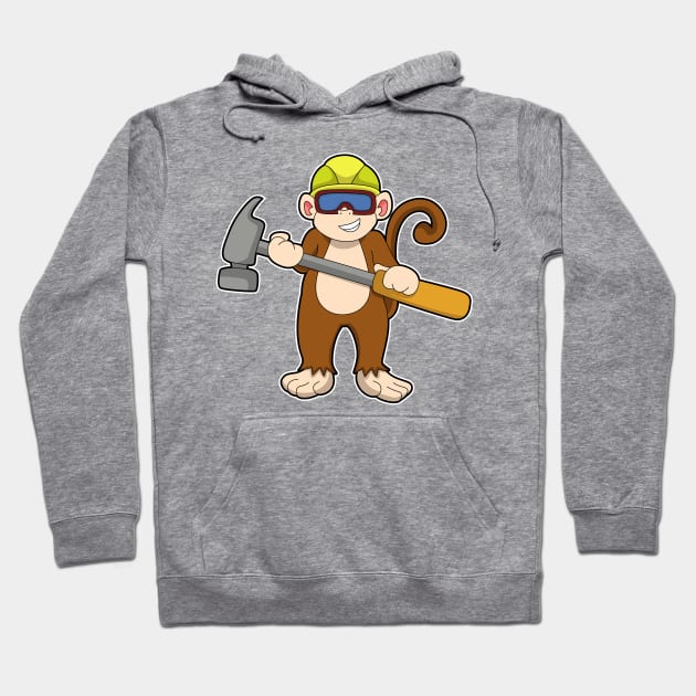 Monkey as Craftsman with Hammer Hoodie by Markus Schnabel